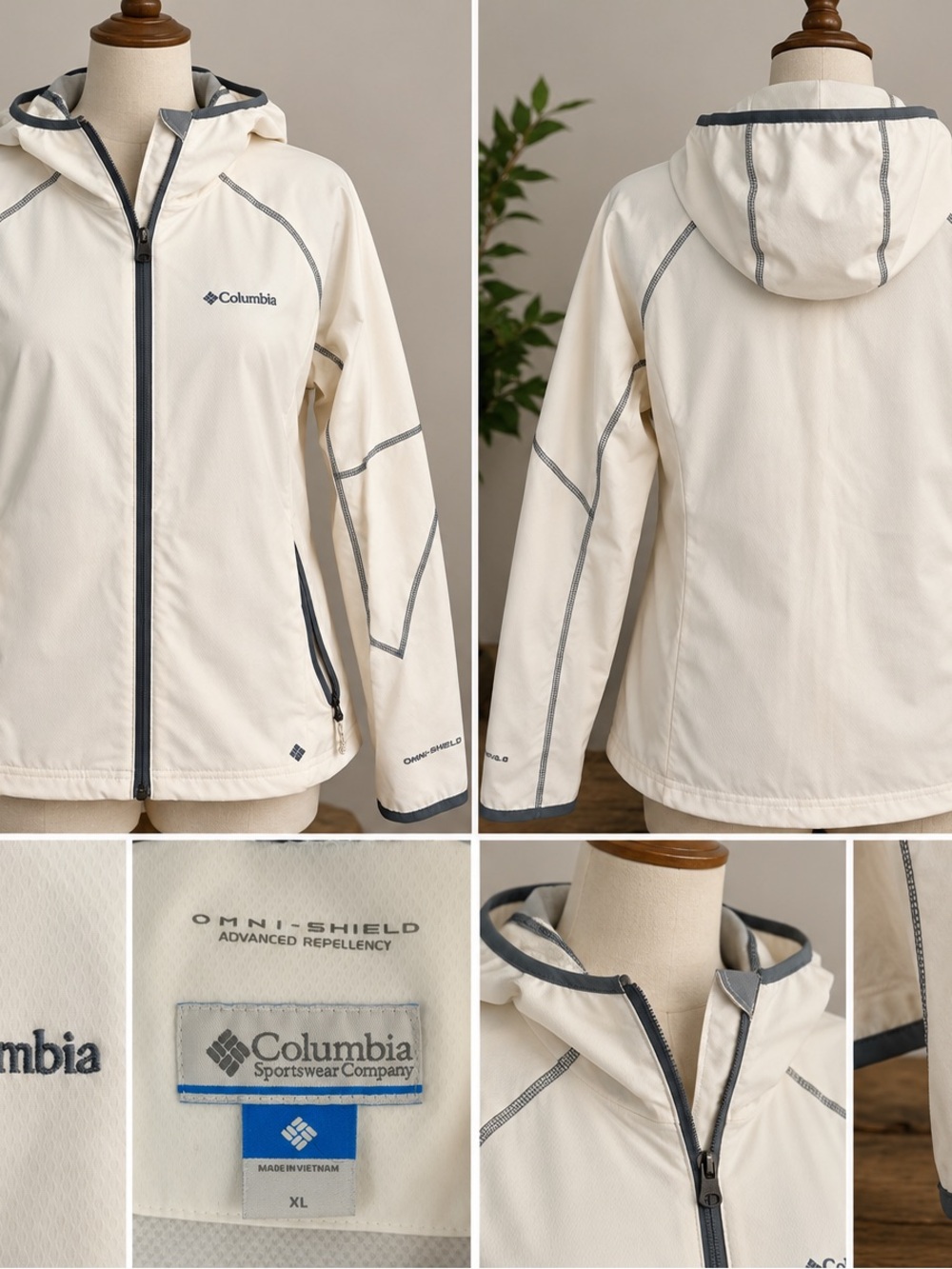 Columbia Women's XL Omni-Shield Cream Hooded Jacket